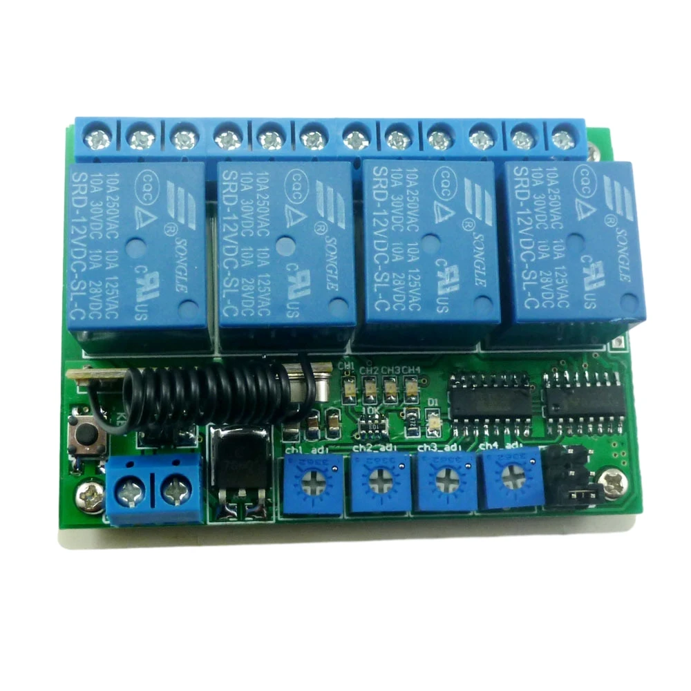 

12V 4 Channel Wireless Controller Relay Module Multi Function Time Relay Point Self Locking Interlock Delay Switch Relay Board