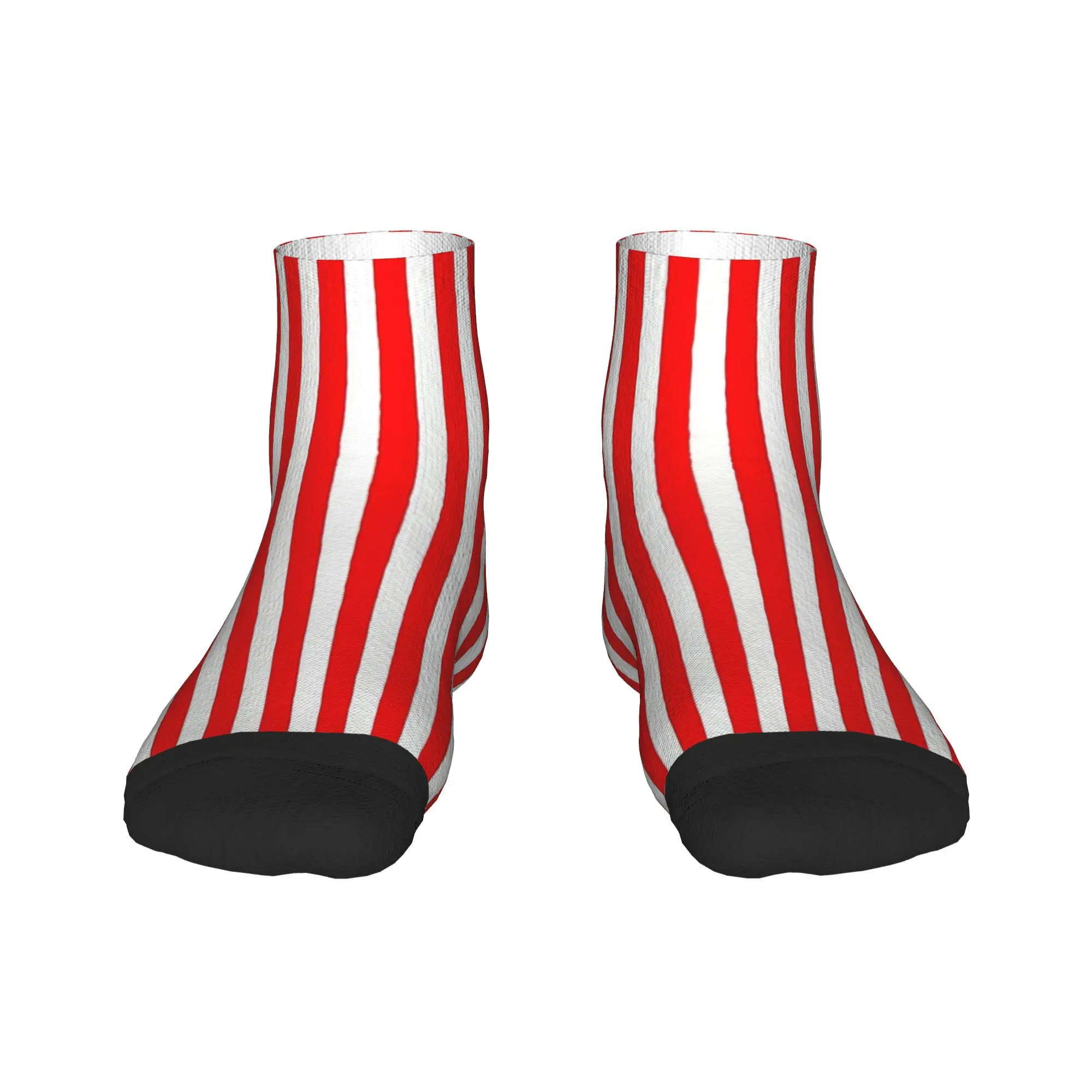 Classic Red and White Vertical Stripes Socks Harajuku Soft Stockings All Season Socks Accessories for Man Woman Christmas Gifts