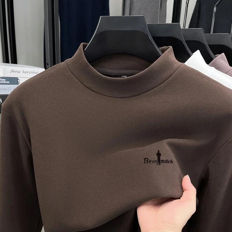 Designer Men's Solid Color New Original Print T-Shirt Keep Warm Autumn Base Layer Shirt Long Sleeve Top Versatile Men's Clothing