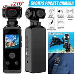 4K Pocket Action Camera Outdoor Wifi Sports Camera 270° Rotatable Action Cam Video Recorder Sport DV with Waterproof Case