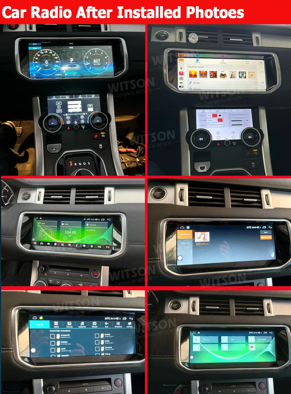Ewitson-車用自動ステレオラジオ、GPS Carplay、land range rover evoque 2012-2018、システム上のエンボス紙を保持、acクラウド制御、10.25