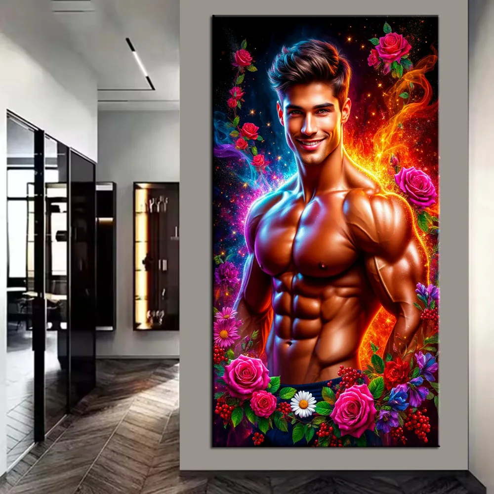 

DIY Diamond Painting Cross Stitch Muscle Man and Beauty Picture Full Drills Diamond Mosaic New Collection Home Decor