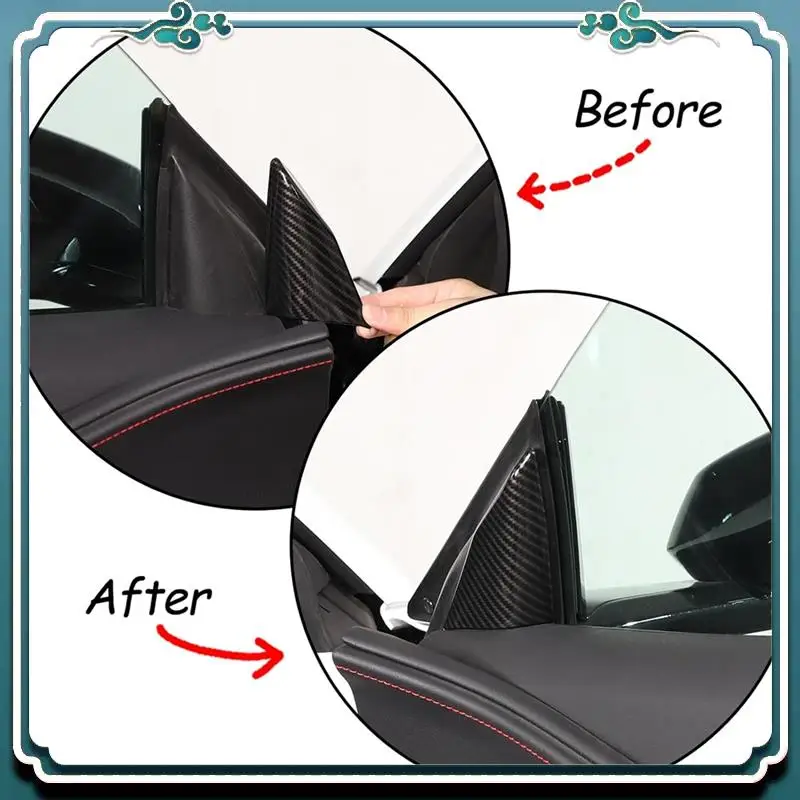 Premium For  Corvette C8 2020-2023 Car Inner Door Triangle A Pillar Cover Trim Accessories Component ABS Carbon Fiber