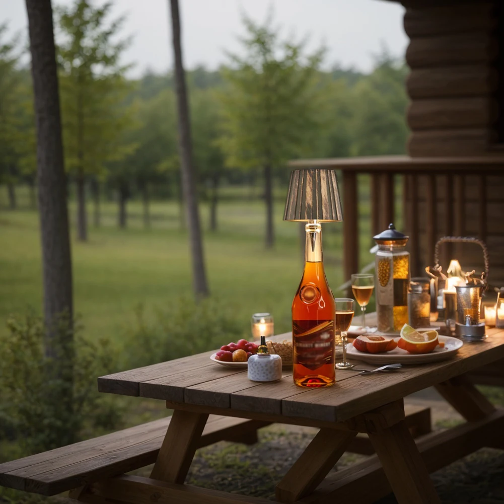 Lampu botol anggur LED, lampu meja LED 3 warna dapat diredupkan 2000mAh, lampu botol anggur isi ulang