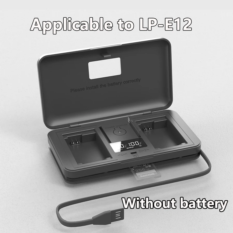 LP-E12 Battery Charger, Rapid USB Charger with LCD Battery Capacity Display, for Canon EOS M M2 M10, M50, M50 Mark II, M100 M200