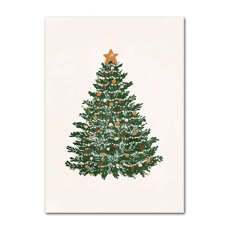 Christmas Tree Ball Decoration Poster Frosted Holly Winter Van Canvas Painting Snowflake Prints Decorative Home Room Picture