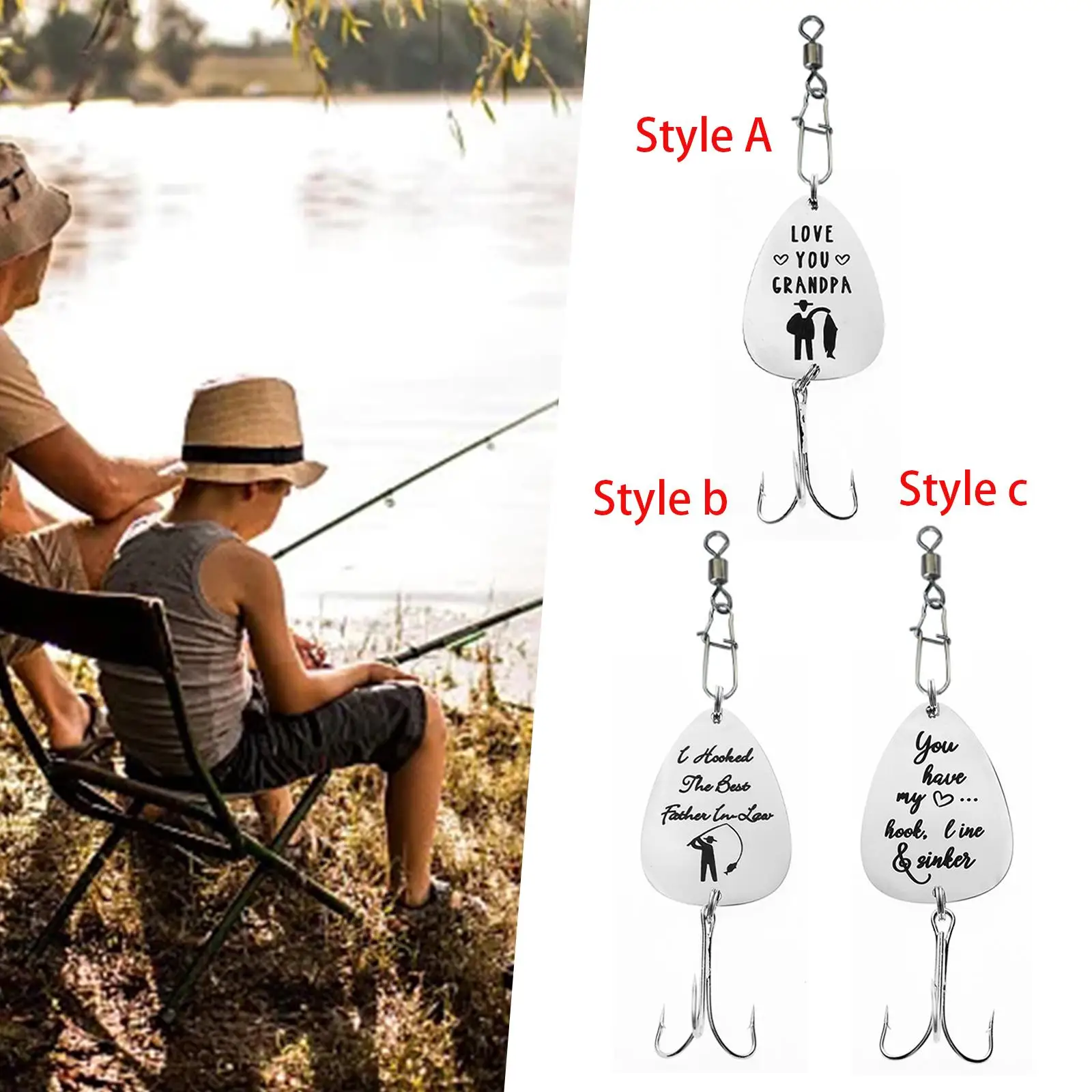 Fishing Keychain Father's Day Lightweight Key Chain Fishing Lure Hook Fishing Hooks for Dad Men Grandpa Fishing Lover Birthday