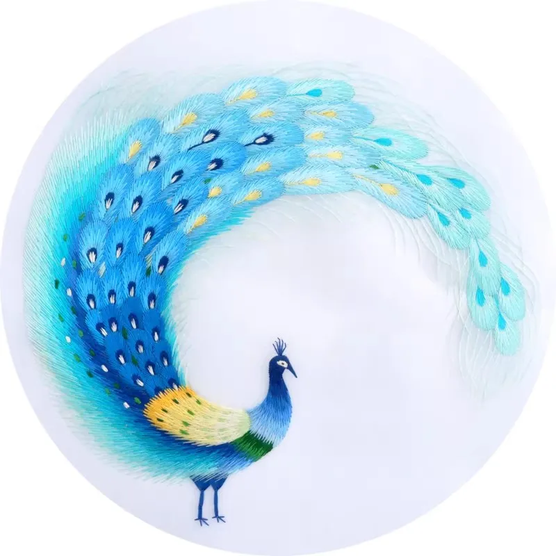 

Suzhou Peacock Embroidery Starter Kit for Beginners Adults, DIY Handmade Craft Set with Needles Threads Fabric Hoop