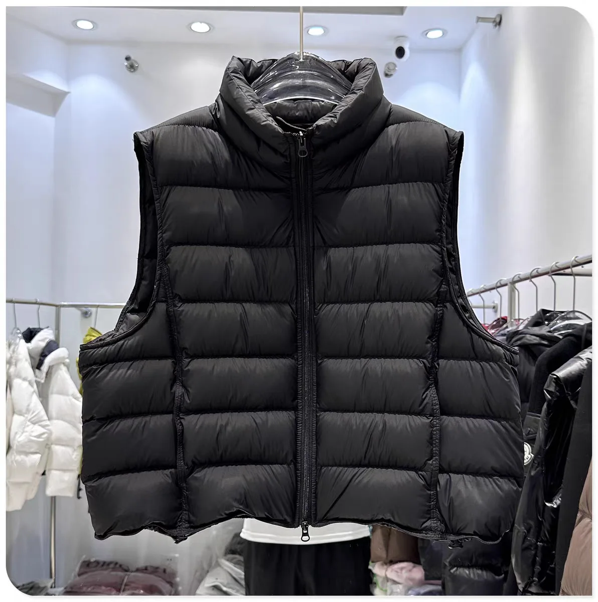 2025 الأبيض بطة أسفل سترة المرأة سترة الخريف الشتاء أكمام صدرية دافئة خفيفة الوزن سترة منفوخة الإناث بلايز أبلى #1