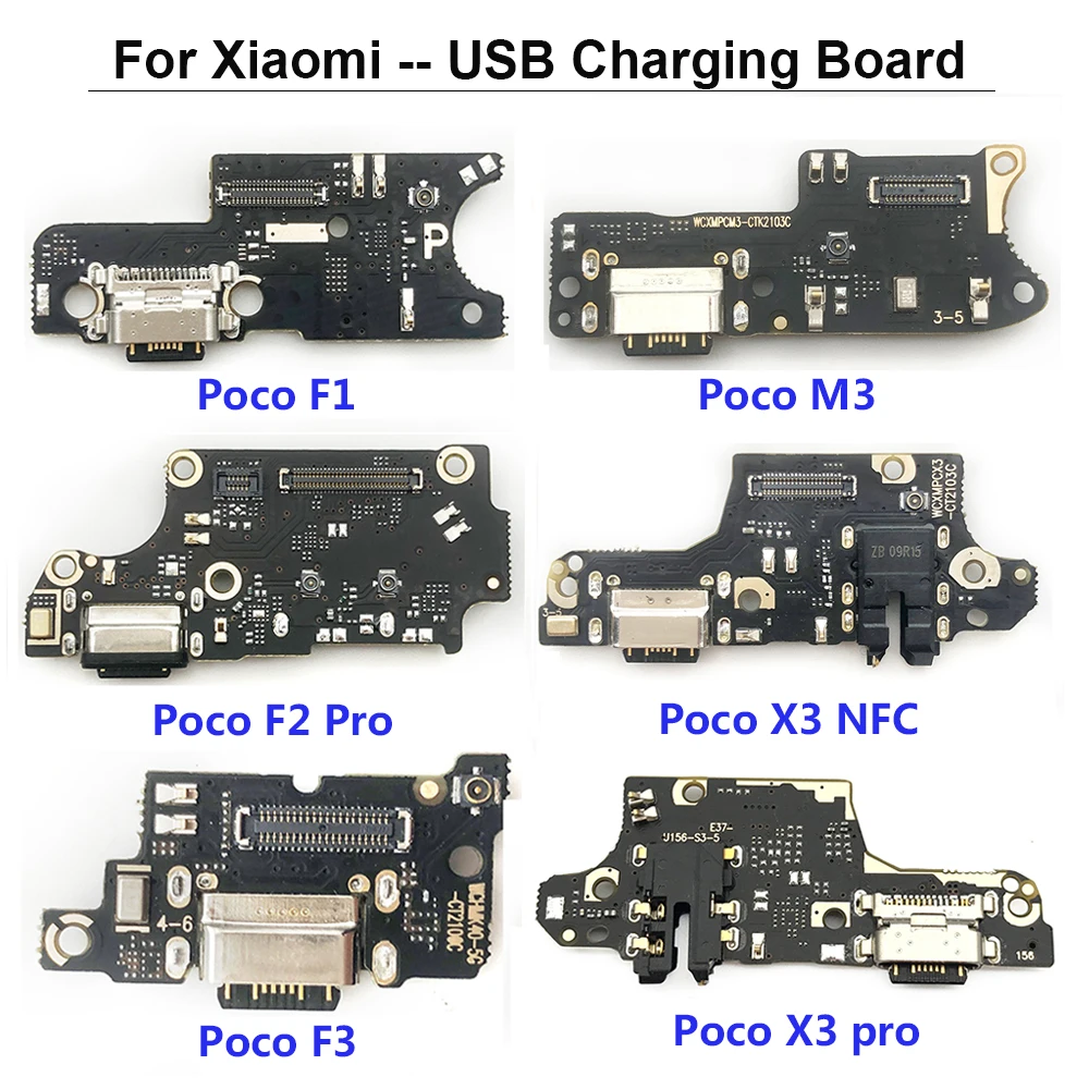 

USB Type C Charger Charging Port For Xiaomi Poco F1 F2 Pro M3 F3 X2 X3 Pro NFC Dock Connector Microphone Board Flex Cable