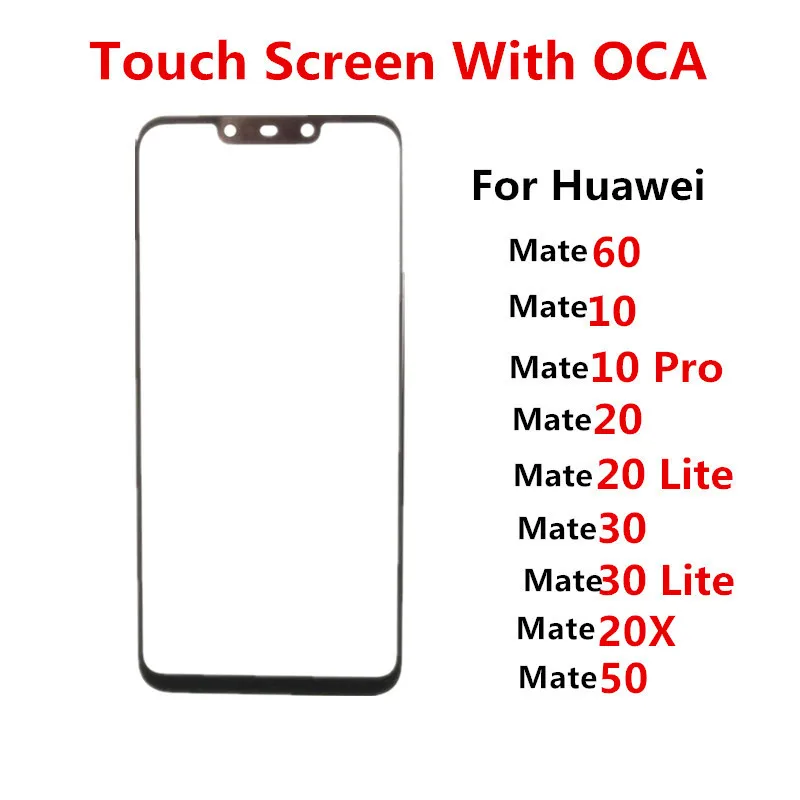 Outer Screen For Huawei Mate 60 50 30 10 Pro 20 X Lite 20X Touch Panel LCD Display Front Glass Lens Repair Replace Parts + OCA