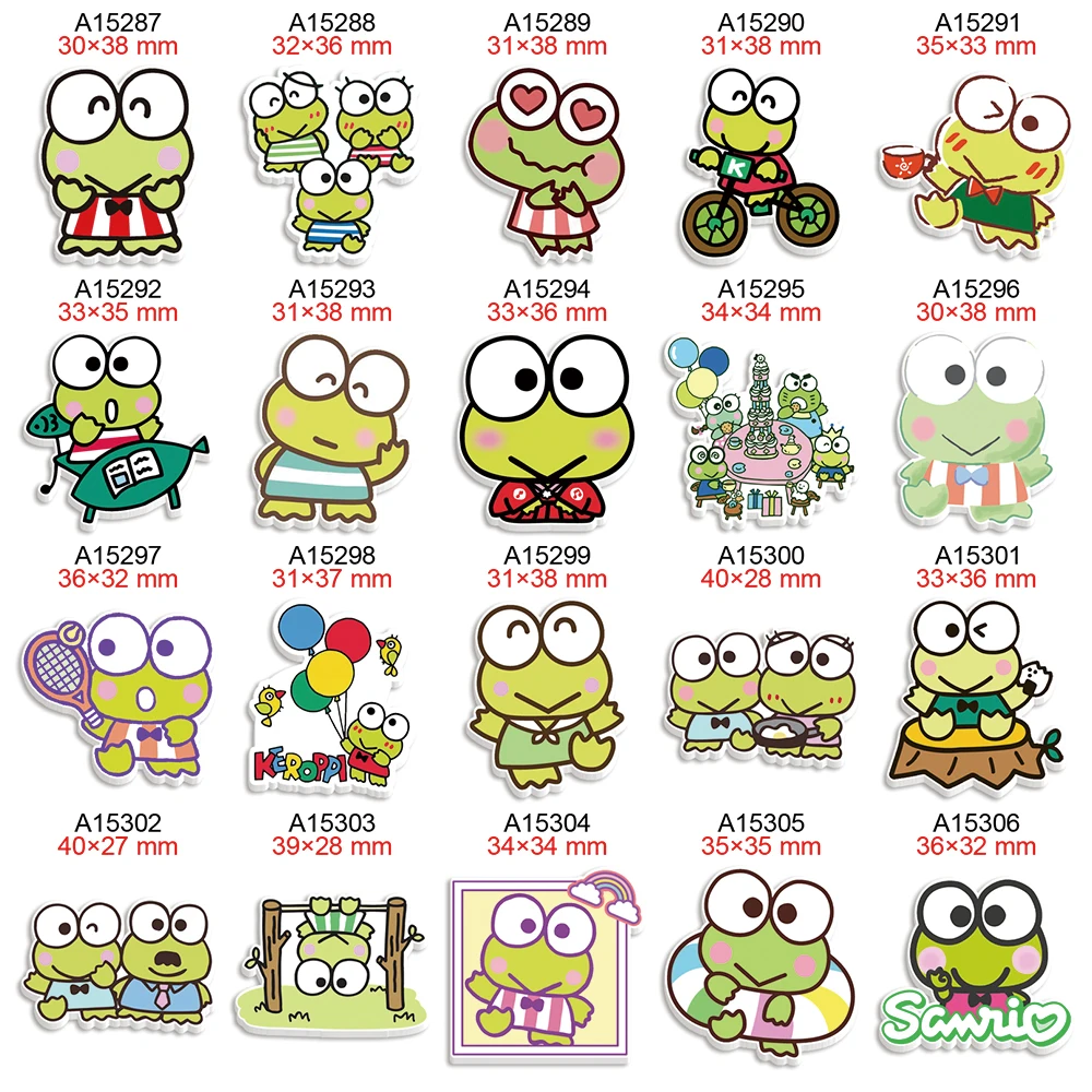 Keroppi Sanrio Desenhos animados Planar Resina Flatback Hairbow Acessórios, DIY Craft Decoração, 30pcs