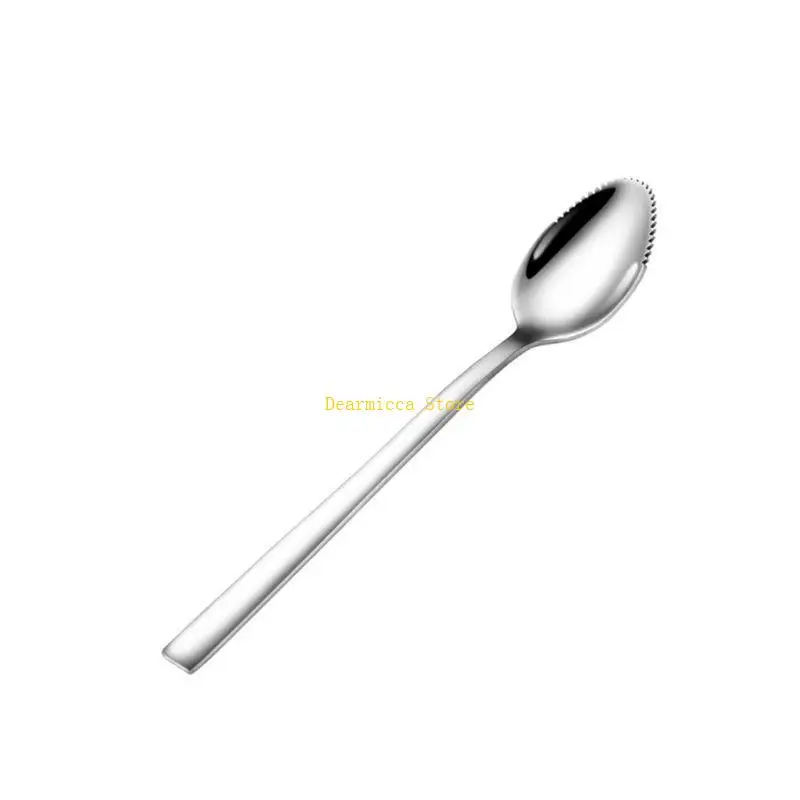

P0UE 4 Pieces Grapefruit Spoons Set Stainless Steel Half Serrated Citrus Fruit Vintage Dessert Spoons Gift for Kitchen