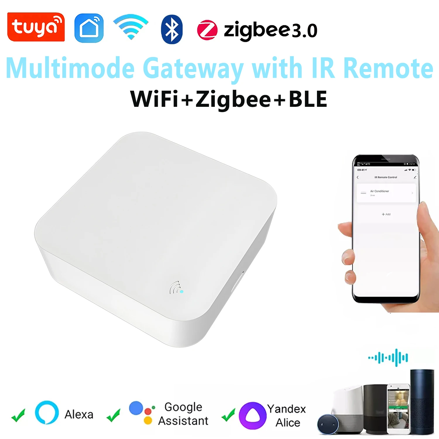 

Tuya Smart Home WiFi+Zigbee+Bluetooth Multimode Gateway Hub with IR Remote Voice Control Smart Scene Automation DIY Learning