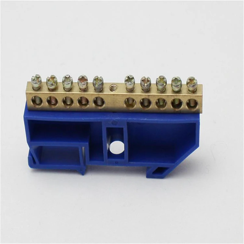 1Pcs JDA5-0812 Distribution box rail type connection copper bar copper terminal strip wiring block flame retardant plastic Blue