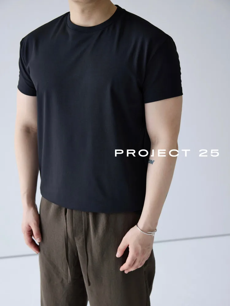 PROJECT 25 Men's Premium Cotton-Feel Moisture-Wicking Quick-Dry T-Shirt Structured Fit for Broader Shoulders & Muscular Arms