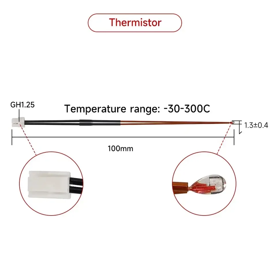 Thermistor For Bambu Lab p1p p1s / x1 x1c Heating Tube Ceramic Cartridge For Bambulab Hotend Heater Thermistor 3D Printer