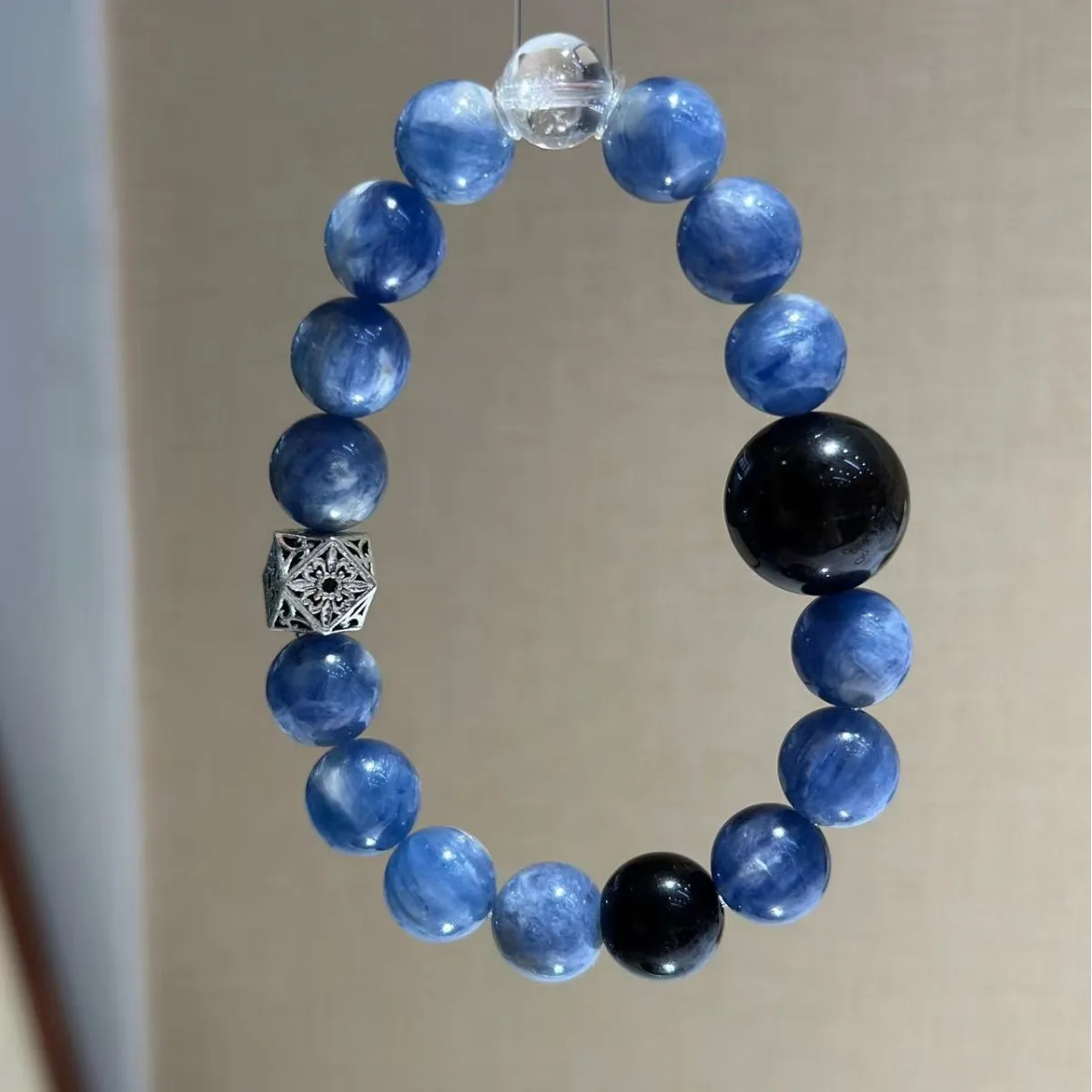 

Natural Blue Gold Stone Crystal Obsidian Bracelet, New Chinese Style Men's and Women's Jewelry.