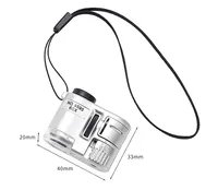 Portable Jeweler Loupe Microscope 60X Mini Pocket Magnifier With LED Light Handheld UV Magnifying Glass