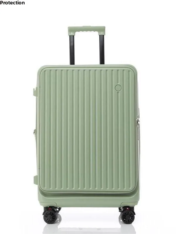 Mala de Viagem Feminina de Couro com Abertura Lateral, 20 Polegadas, com Senha, Multifuncional e Expansível