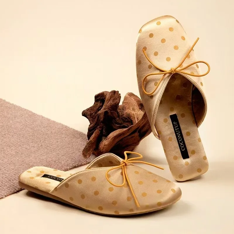 High Quality Silk Satin Women Slippers Simple Elegant Temperament Sandals Comfort Home Celebrity Party Flat Shoes