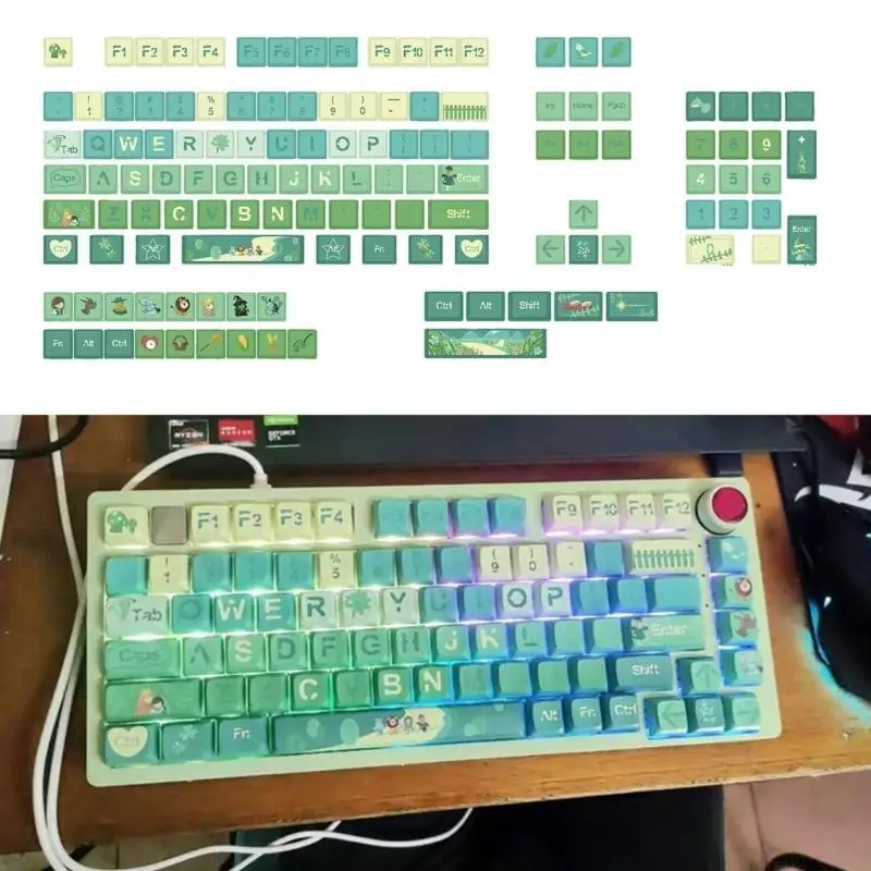 Keycaps for Mechanical Keyboards 127Keys PBT Dye-Subbed Green Keycap XDA Profile