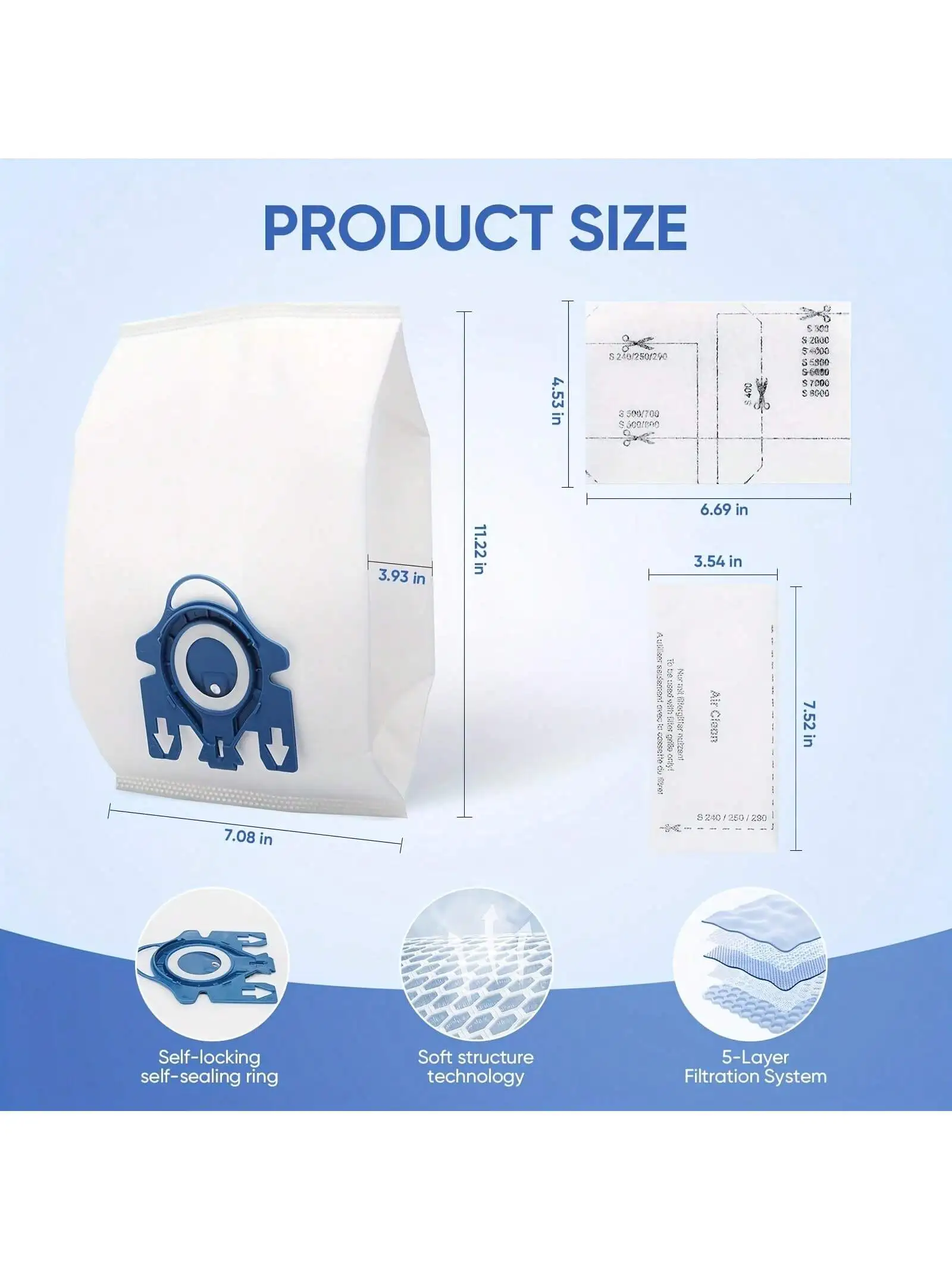 10 عبوات من استبدال أكياس الغبار ثلاثية الأبعاد تنطبق على المكانس الكهربائية Mie--le GN، Mie--le Classic C2، C3، S2، S5، S8، S400