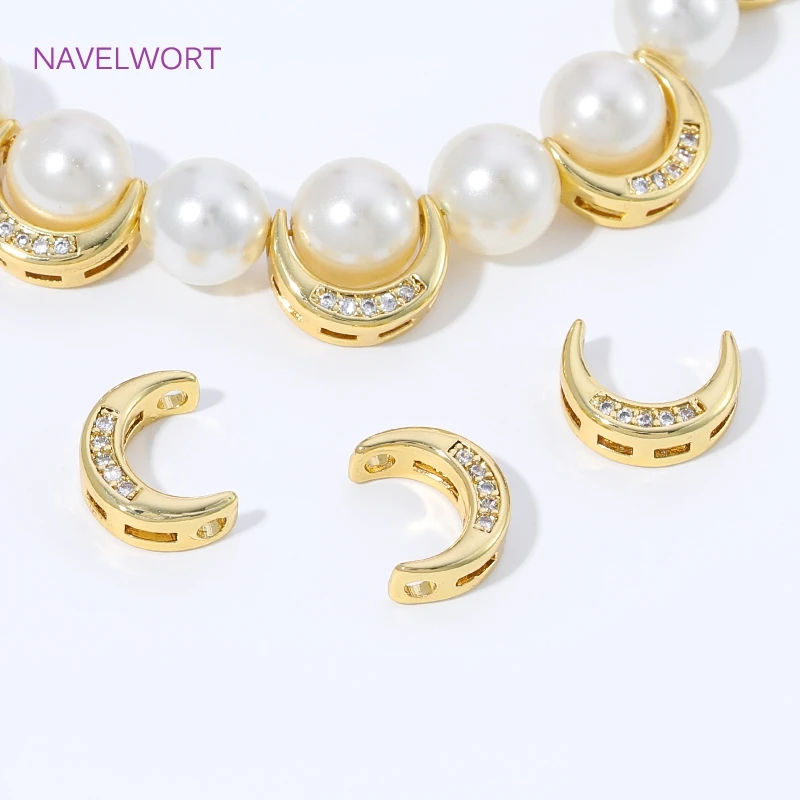 14/18K Gold Plated Brass Half Round Frame Beads Spacer Connectors,Separators For Jewelry,DIY Beading Jewelry Making Supplies
