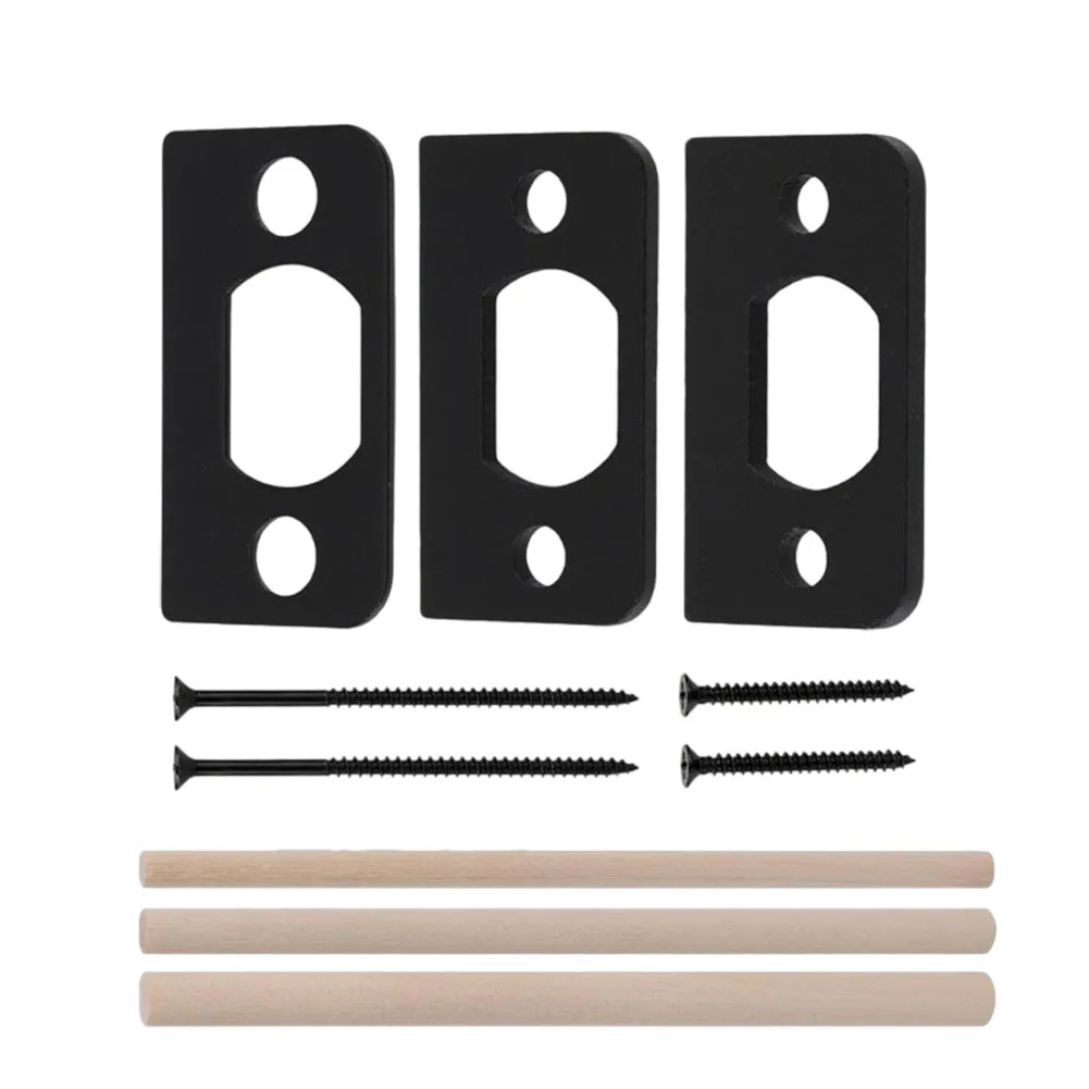 3-Piece Stainless Steel Door Lock Strike Plate Kit for Residential and Light Commercial Door Security Enhancement