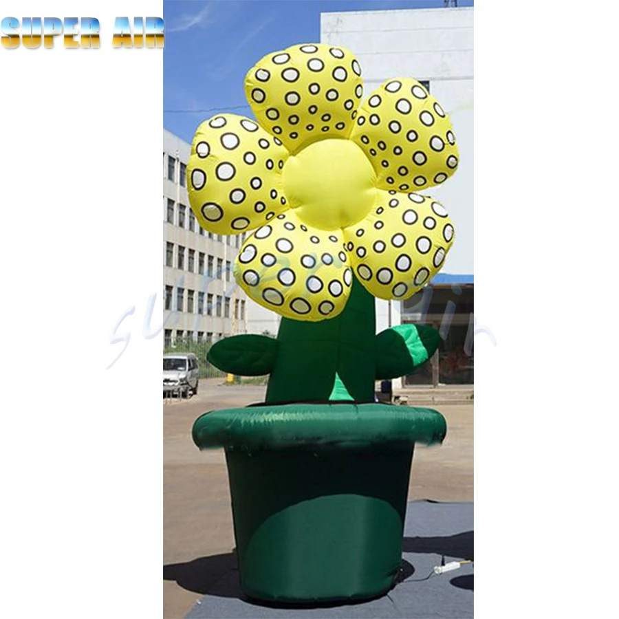 Hign-quality oxford cloth standing inflatable flower in the flowerpots for backyard decoration