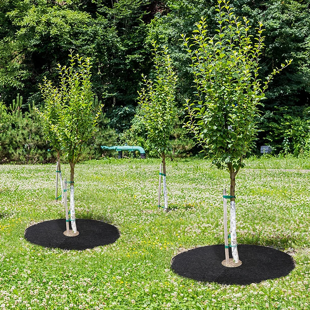 

6 Non Woven Cloths 20 Pegs 52cm Black Anti Grass Cloth Fabric Gardening Cover Root Barrier Tree Protection Plant