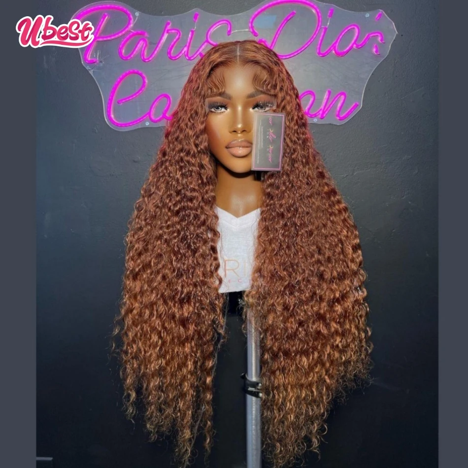 Honey Blonde Colored #27 Human Hair Wigs Deep Wave 13x4 Lace Front Human Hair Wig Caramel Colored Transparent Lace Wig For Women