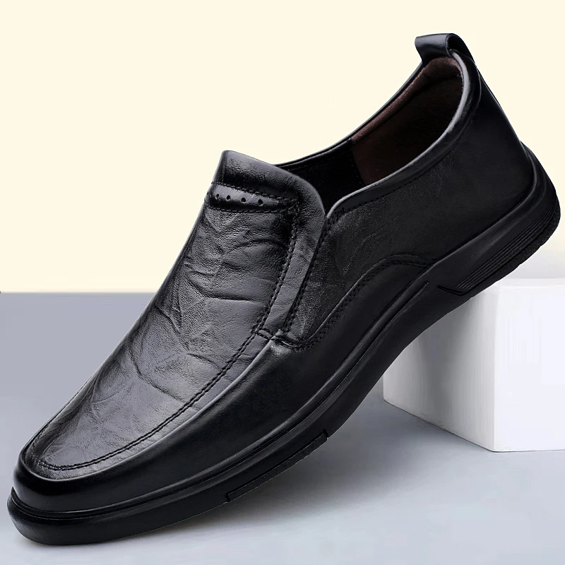 

Genuine Leather Men Casual Shoes Luxury Brand 2023 Mens Loafers British style Business Formal Shoes