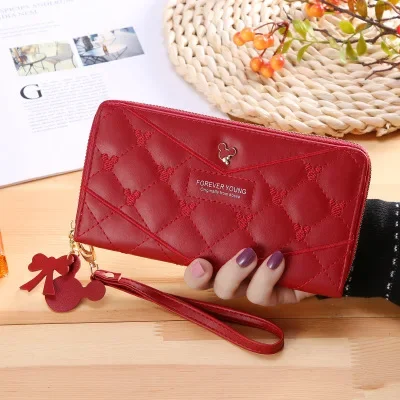 Disney cartoon Mickey Mouse long zipper wallet coin bag female hundred fashion card bag mobile phone bag