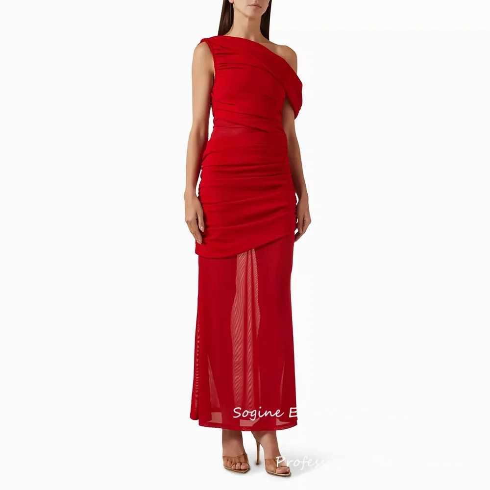

Chiffon Summer Party Dresses For Women Customized One-Shoulder Ruched Evening Dress Formal Going Outfits Ankle-Length Gowns