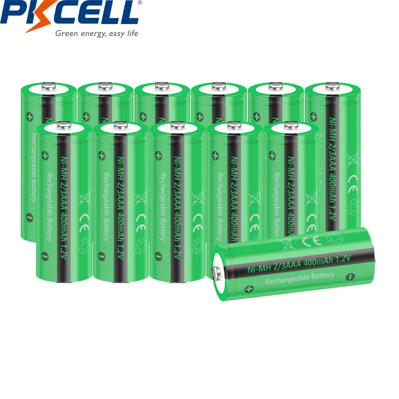 PKCELL 12 sztuk NiMH 2/3AAA akumulator 1.2V 400mAh guzikowe górne baterie do ogrodu lampa słoneczna oświetlenie ścieżki