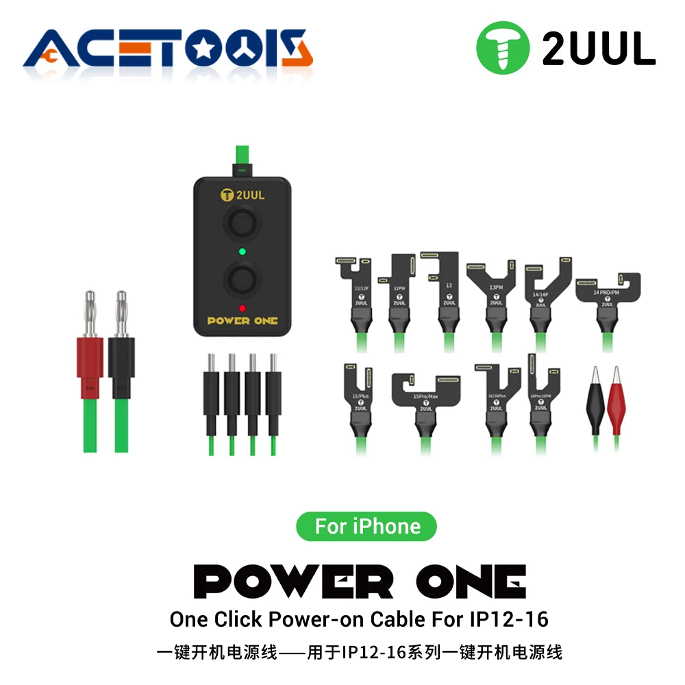 

2UUL PW09 POWER ONE загрузочный кабель для iPhone 12-16 серии, ремонт логической платы типа C, линия питания в один клик с индикаторами