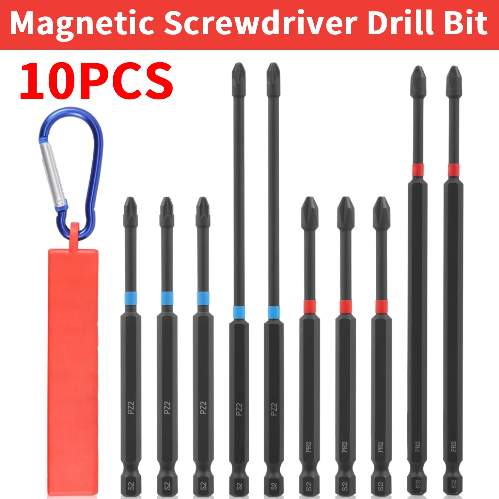 

10PCS S2 Steel Magnetic Screwdriver Drill Bit Set Strong Adhesion Magnetic Electric Screwdriver Set Efficient Torque for Metal