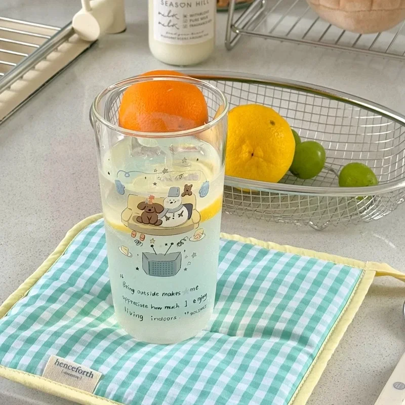 Cute Puppy Glass Cup Aesthetic Kawaii Tumbler For Hot Iced Coffee Juice Matcha Tea Espresso Pretty Drinking Glass Cup Gift 400ml