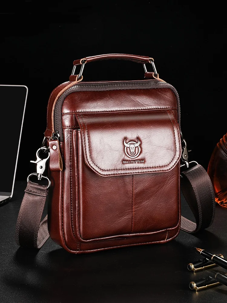 

100% Genuine leather men's crossbody bag retro style high quality cowhide shoulder bag for men outdoor travel message bag