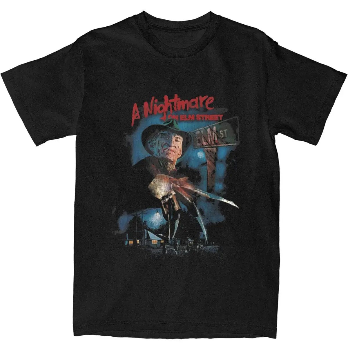 Streetwear T Shirt Elm Street Nightmare Pure Cotton T-Shirts F-Freddy K-Kruger Halloween Tshirt for Men's Short Sleeve Tees