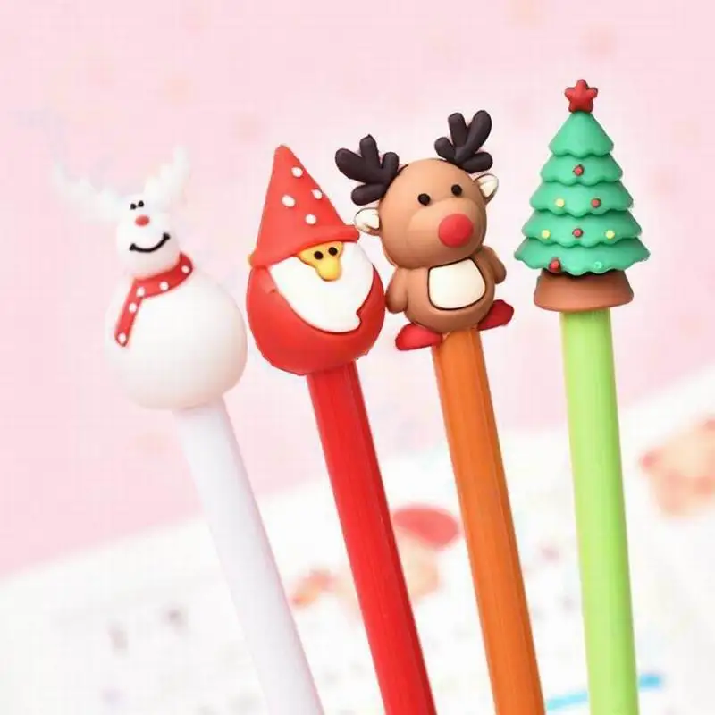 4pcs Cute Cartoon Christmas Series Neutral Pen Creative Students Pen Black Pen for Christmas Gel Pen Cute Stationary Wholesale