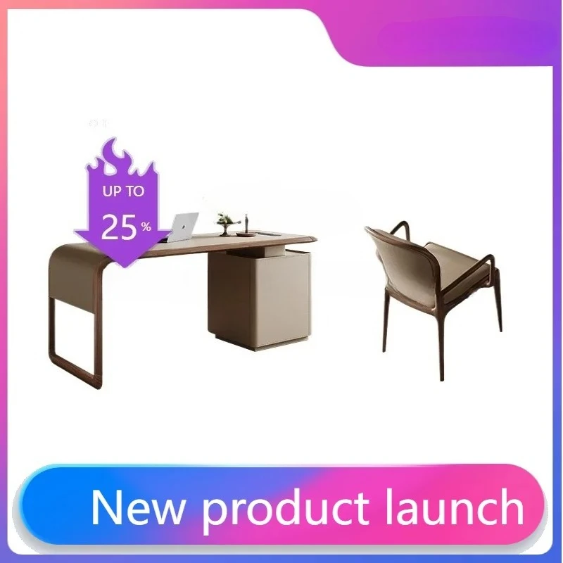 

Кожаный письменный стол премиум-класса для гостиной, современный элитный стол для кабинета, стол из массива дерева, декор для дома