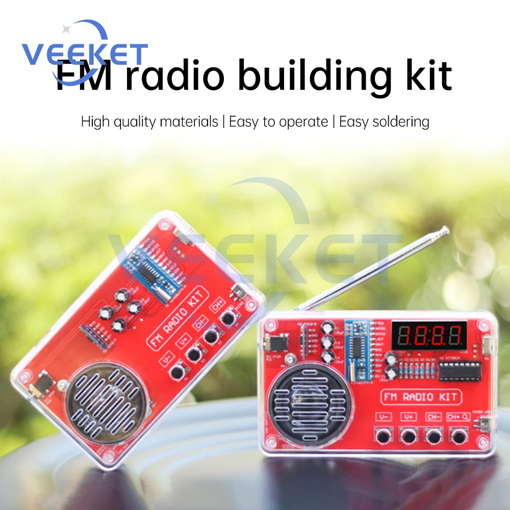 DIY FM Radio Electronic Kit Adjustable Frequency 50-108MHZ Digital Display DIY Soldering Project Practice Solder