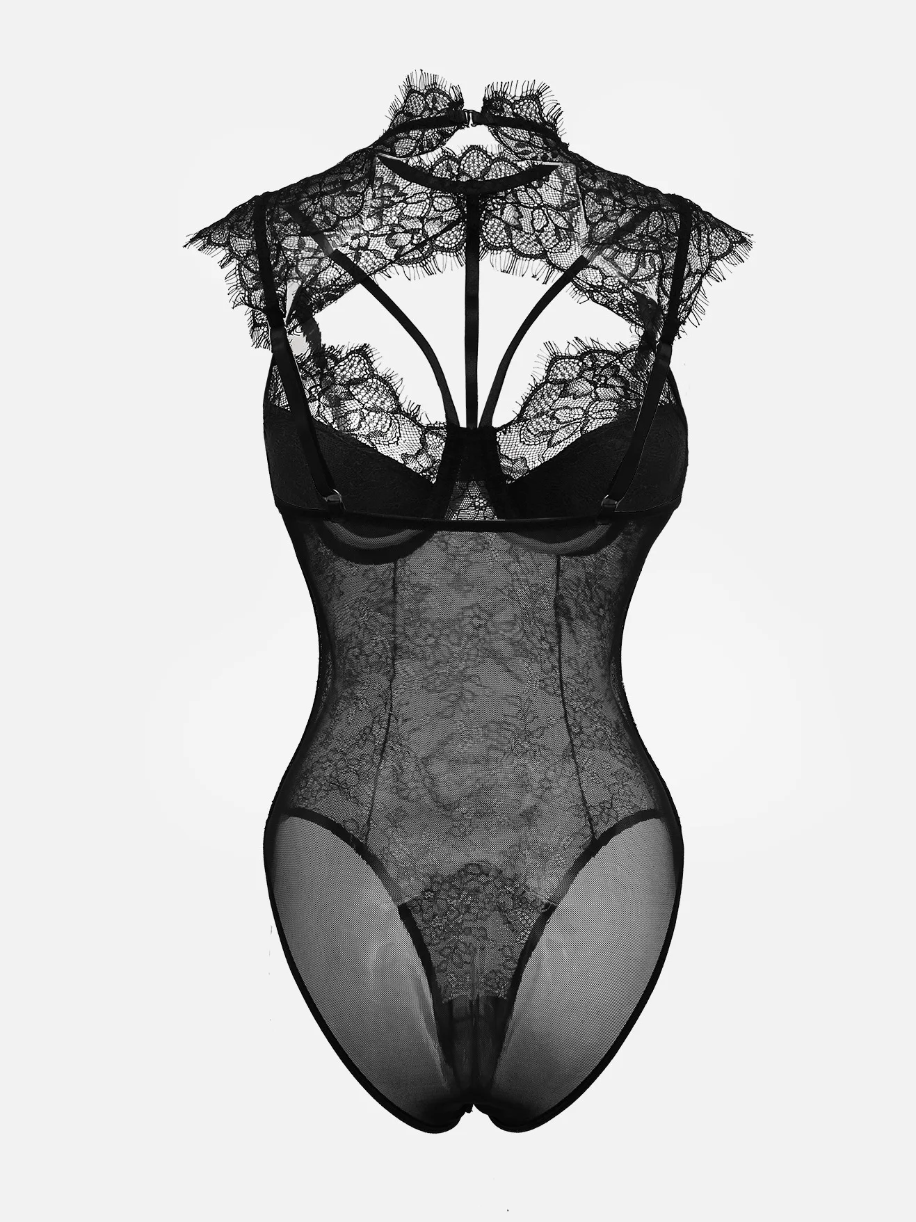 بنطلون نسائي مثير بتصميم أنيق مع حزام دانتيل وخصر مرتفع وطول تسعة أرباع مع بودي سوت متناسق وتصميم رموش جذاب متعدد الاستخدامات...