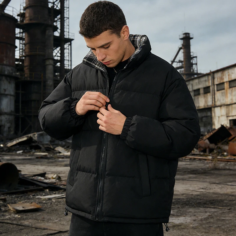 

Стильная мужская зимняя теплая куртка на молнии, свободного кроя, с отложным воротником, в стиле пэчворк, винтажная, для весны