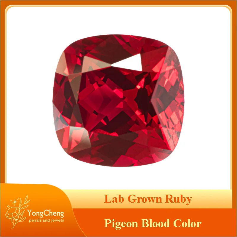 Lab Grown Ruby Pigeon Blood Square Cushion VVS1  Gemstone Charms Beads Diy Jewelry Making Materials Selectable AGL Certificate