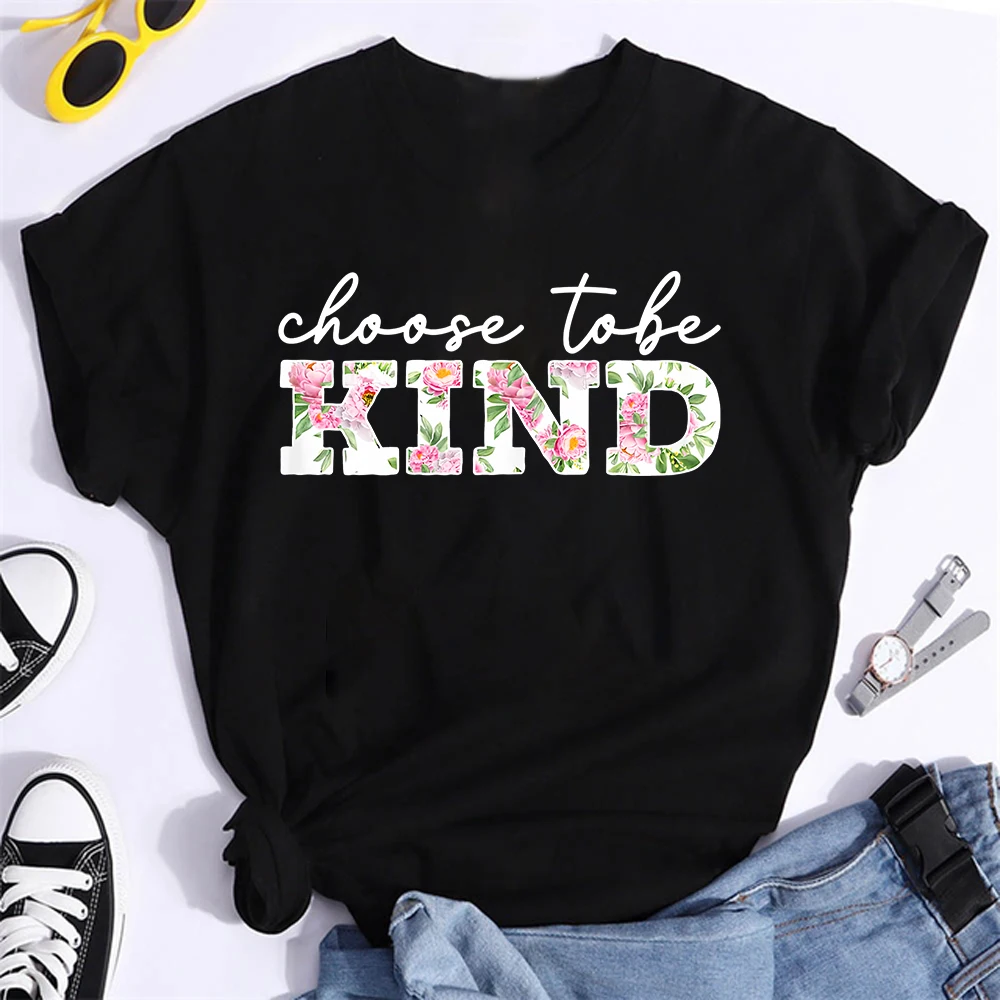 Choose To Be Kind Retro Women T-Shirt funny fashion graphic quote Letter tshirts top tees femme fashion tee shirt