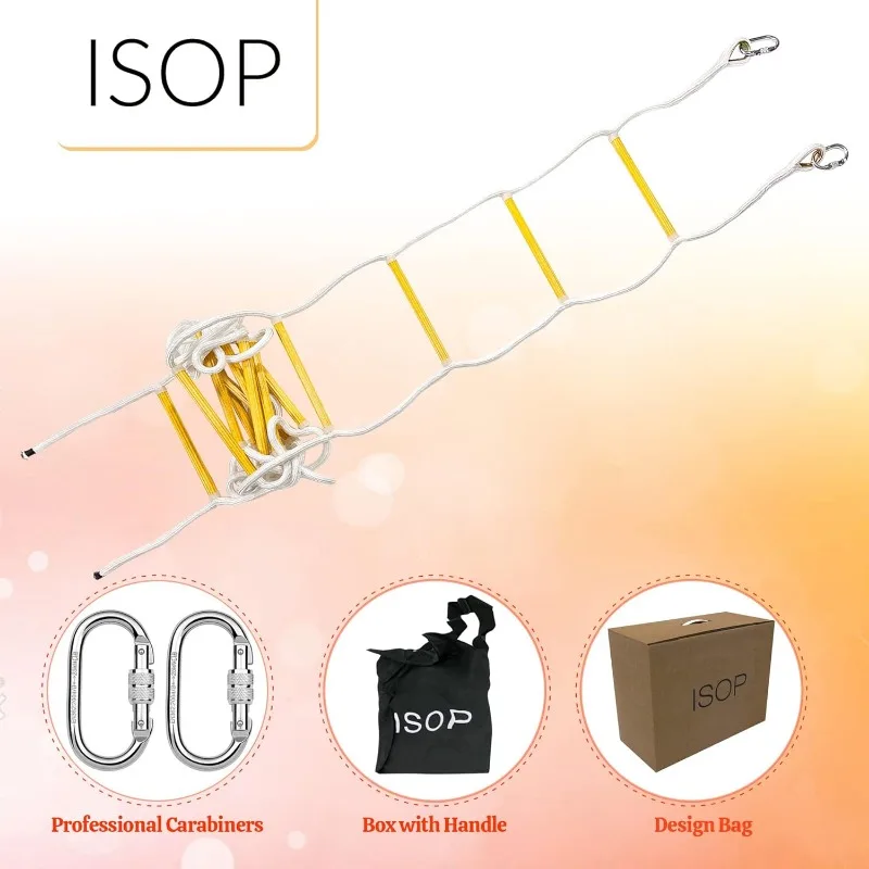 Emergency Fire Escape Ladder 3 Story Homes | Emergency Escape Rope Ladder | Fast to Deploy & Easy to Use | Compact