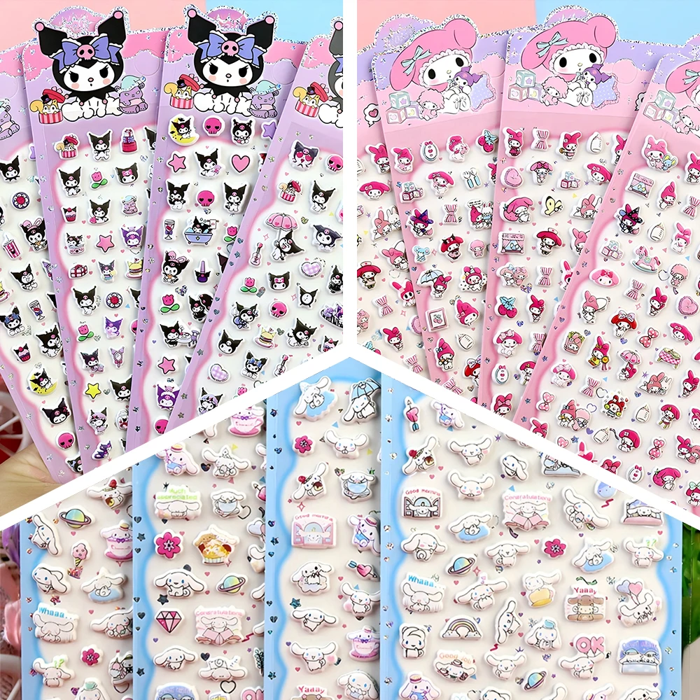 Kawaii سانريو ثلاثية الأبعاد منتفخ ملصقات لطيف أنيمي كورومي بلدي ميلودي سينامورول فقاعة ملصق الأمتعة الزخرفية المحمول الشارات لعبة هدية